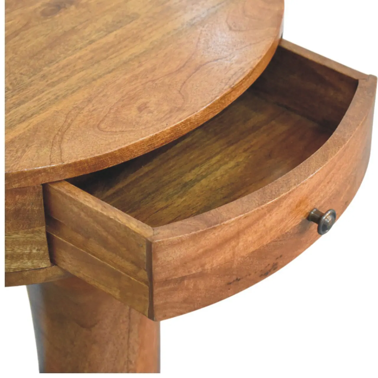 Alt View 3. Artisan Furniture - Artisan Furniture Solid Wood Pedestal Curved Bedside, Brown - Brown.