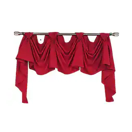 RLF Home - Classic Twil 3-S Victory 100% Cotton Tab Top Swag Window Curtain 54" x 25" - Red