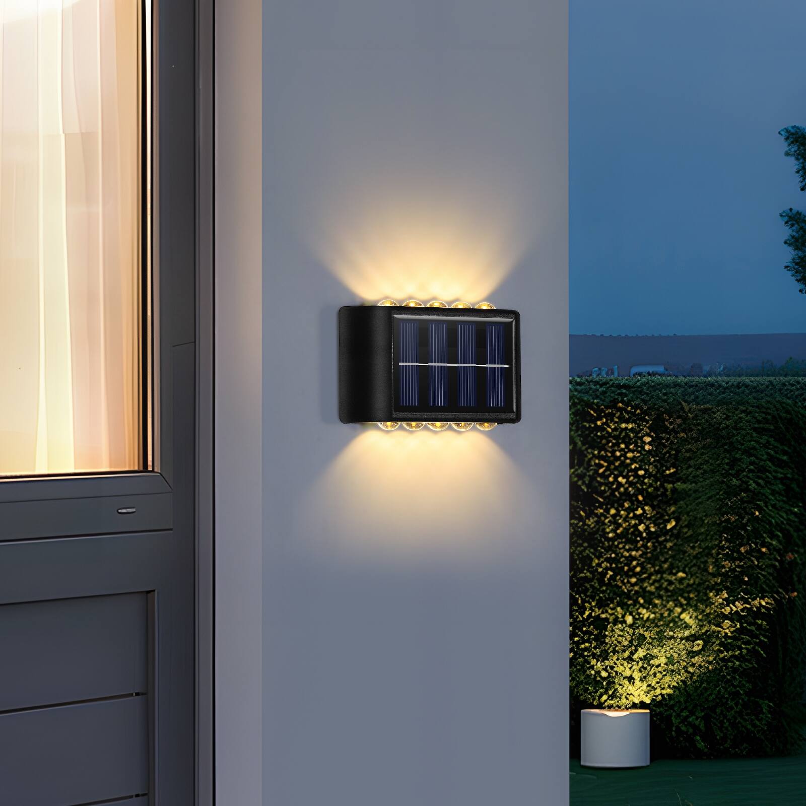 Alt View 2. Oumilen - 6 Pack Solar Up-Down Outdoor Wall Sconce Lights – 10 LED Warm White IP65 Waterproof for Fence Porch.