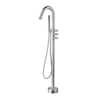 Front. Boyel Living - Brushed Bathtub Faucet Dual Function 360 Degrees Rotatable 1.5m SUS304 Hose Triple Knob - Brushed Nickel.