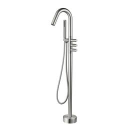 Boyel Living - Brushed Bathtub Faucet Dual Function 360 Degrees Rotatable 1.5m SUS304 Hose Triple Knob - Brushed Nickel
