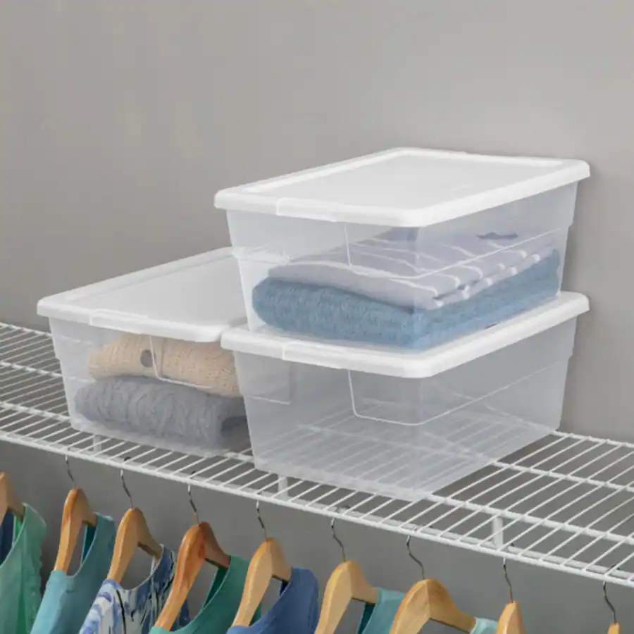 Sterilite 16 Quart Plastic Stacking Storage Container Box w/ Lid, 48 ...