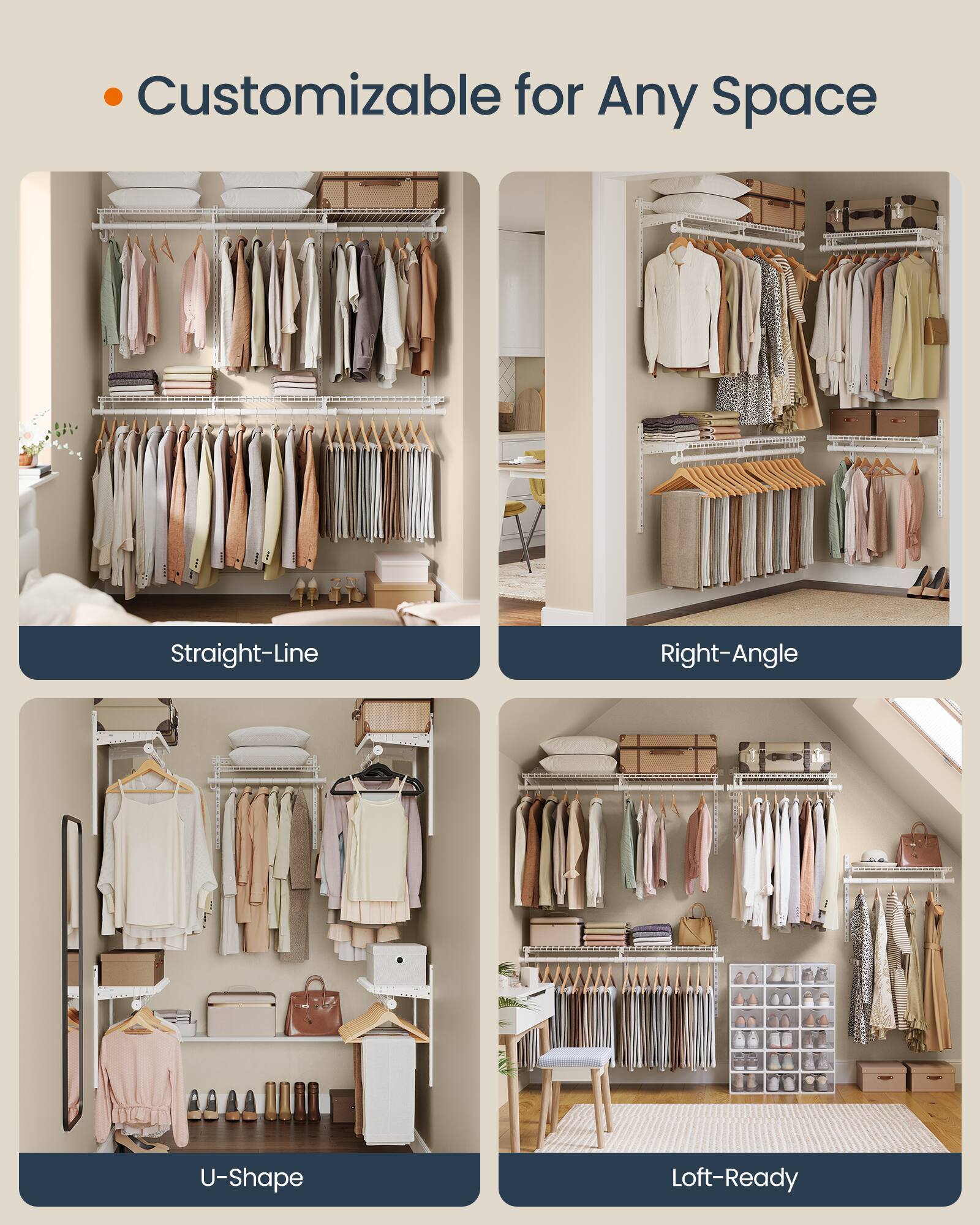 Customizable for Any Space

- Straight-Line
- Right-Angle
- U-Shape
- Loft-Ready
