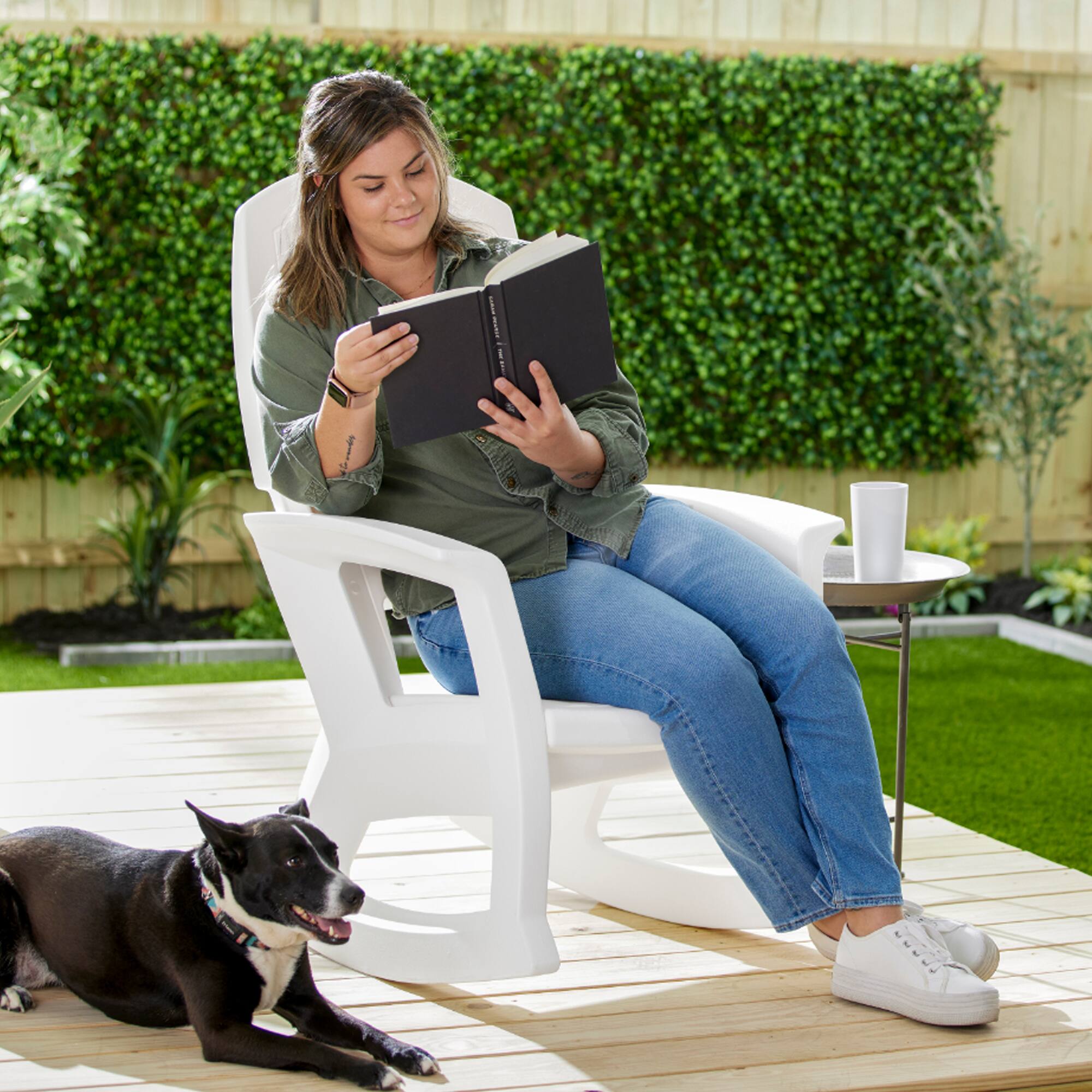 Alt View 8. Semco - Semco Rockaway Heavy Duty All Weather Outdoor Rocking Chair, White (3 Pack) - White.