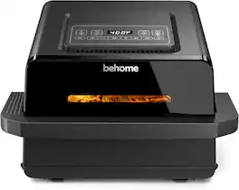 BEHOME - 2-in-1 Air Fryer & Pizza Oven, 6.5QT, 1700W, 9 presets, viewing window, 105–450°F - Black