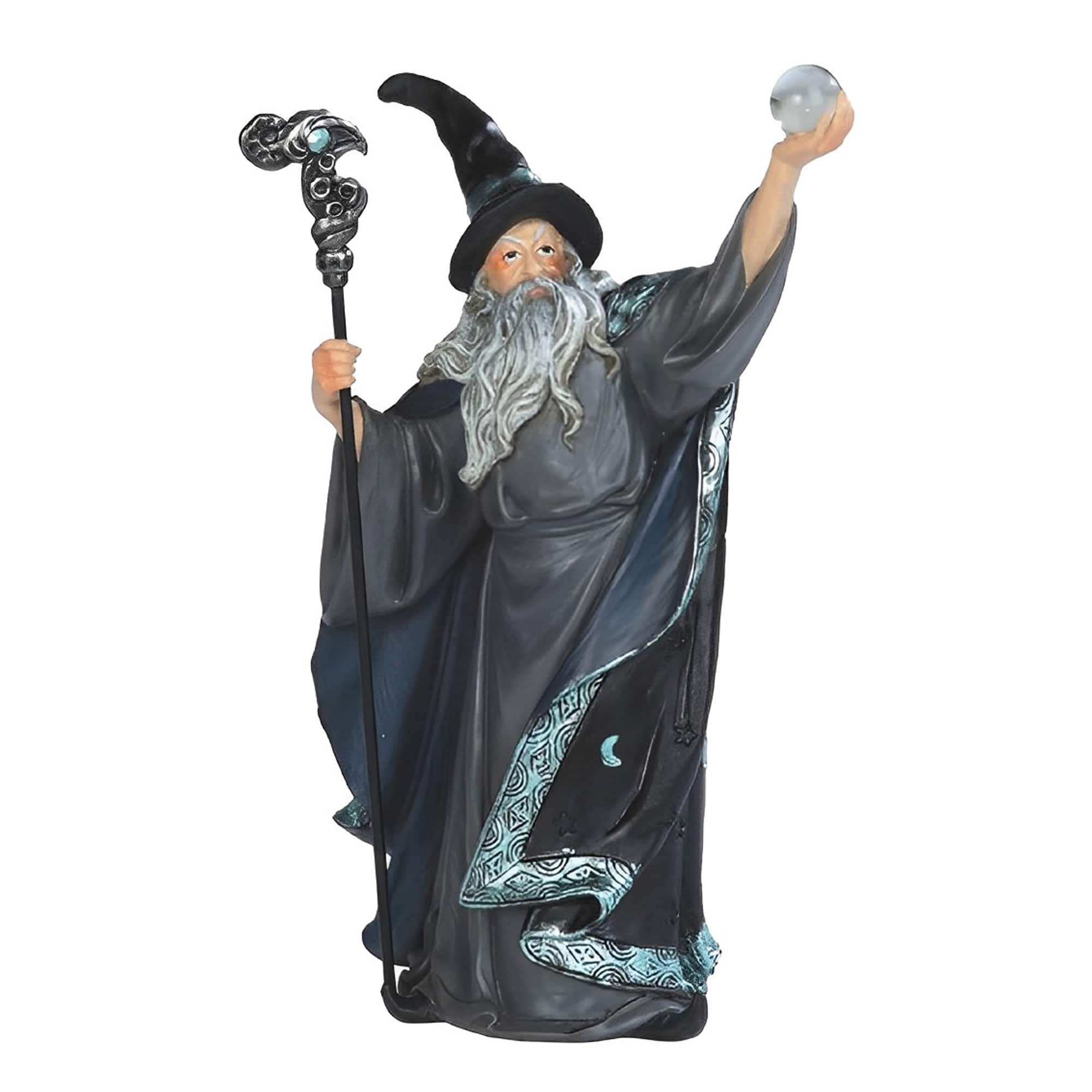 FC Design - 7.75"H Wizard with Magic Wand and Glass Ball Figurine Statue Desk Tabletop Home Decor Gift - Multi-Color