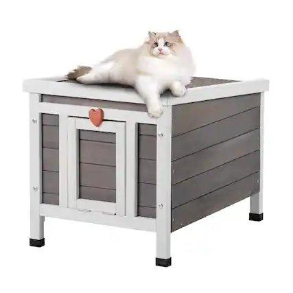 Front. VEVOR - Outdoor Cat House Weatherproof, Feral Cat Shelter for Multiple Cats, Outdoor Wooden Cat Rabbit House.