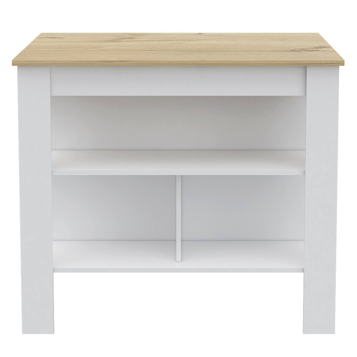 Left. Loheer - Loheer White and Light Oak Kitchen Island with Storage Shelves - White.