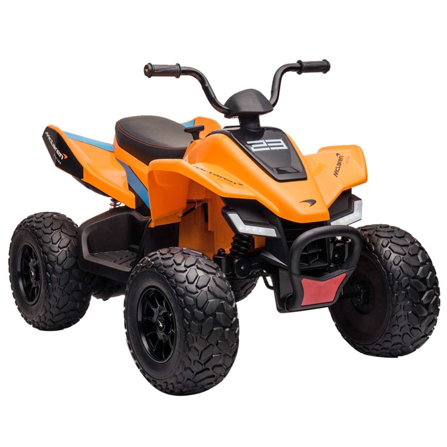 GARVEE - 24V Licensed McLaren Kids ATV, Electric 4-Wheeler Ride-On Quad with Dual 550W Motors, LED Lights, Bluetooth & Music - Orange