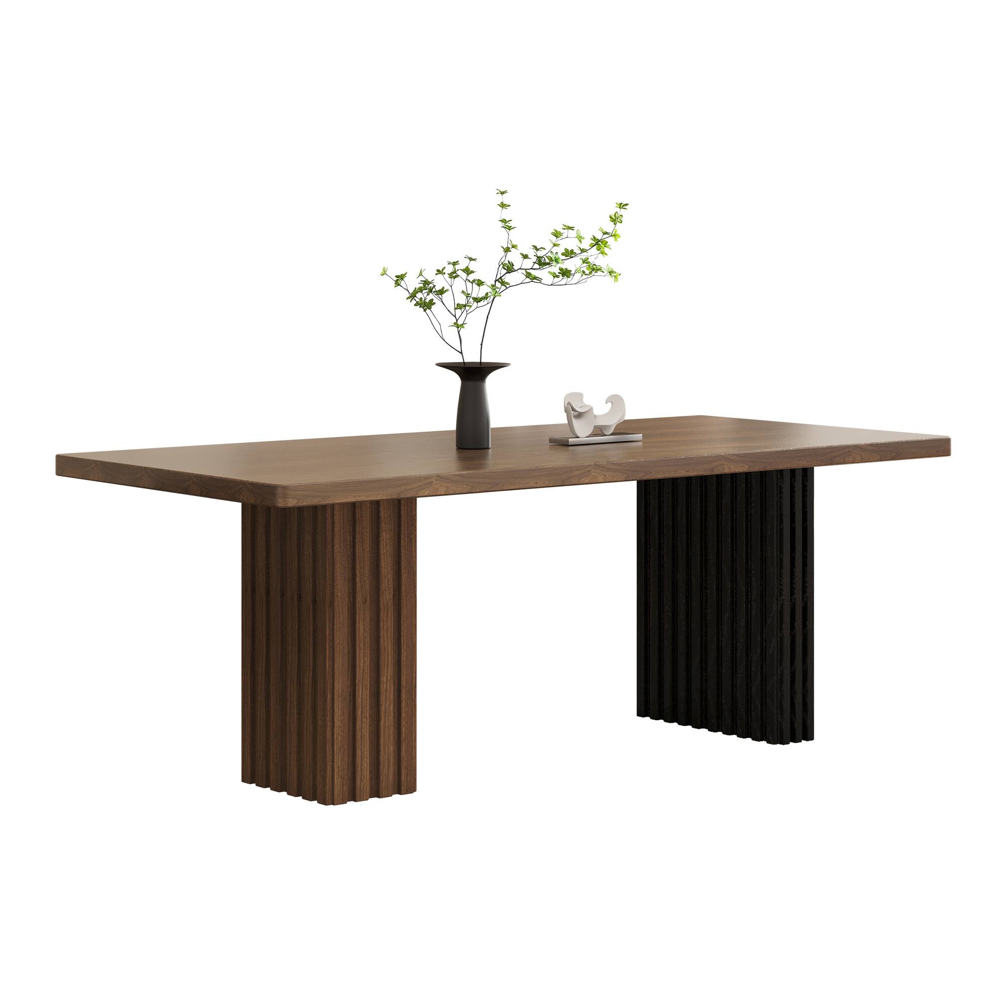 Alt View 6. luck idea - 70.8" Rectangular Dining Table for 8-10 People - Walnut Color.