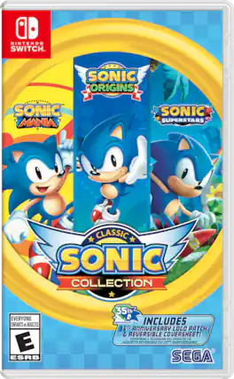 NINTENDO SWITCH
SONIC ORIGINS
SONIC MANIA
SONIC SUPERSTARS
CLASSIC SONIC COLLECTION
EVERYONE ENFANTS et ADULTES ESRB
35th ANNIVERSARY INCLUDES 35TH ANNIVERSARY LOGO PATCH & REVERSIBLE COVERSHEET! CONTIENT L'ÉCUSSON DU LOGO ET LA JAQUETTE REVERSIBLE DU 35ÈME ANNIVERSAIRE! SEGA - E (Everyone)