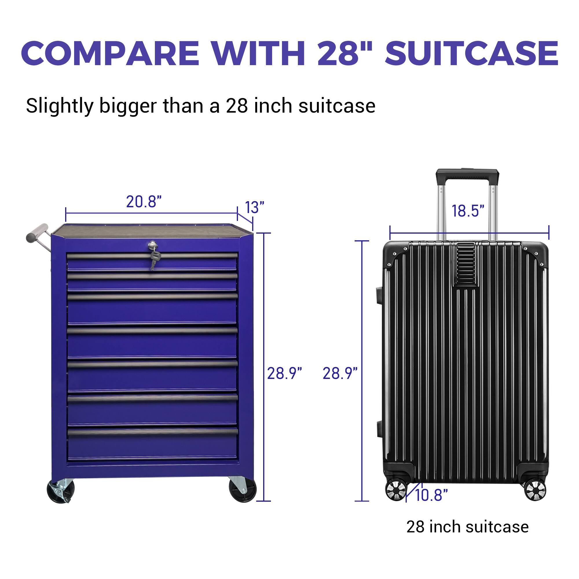COMPARE WITH 28" SUITCASE

Slightly bigger than a 28 inch suitcase

20.8" 13" 18.5" 28.9" 28.9" 10.8" 28 inch suitcase