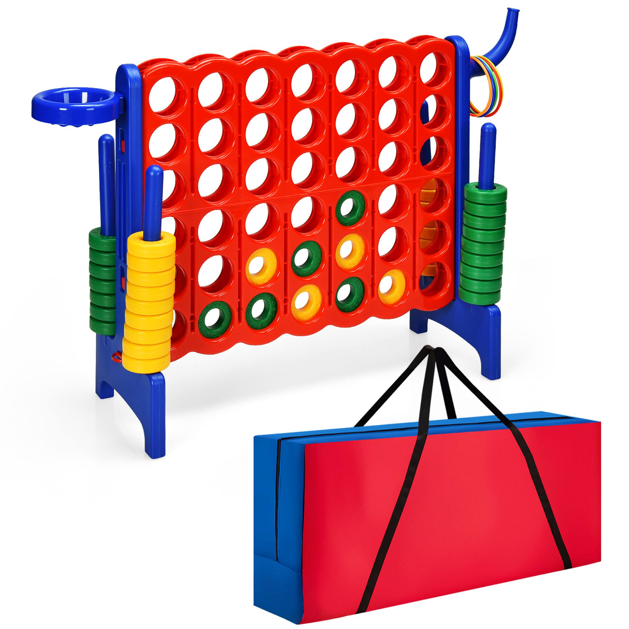 Front. Costway - Costway Giant 4 in A Row Jumbo 4-to-Score Game Set W/Storage Carrying Bag for Kids Adult - Red/Blue.
