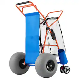 Ropilly - Beach Cart with 12 Inch Balloon Wheels, Folding Beach Wagon for Sand, Holds 4 Chairs - Multi