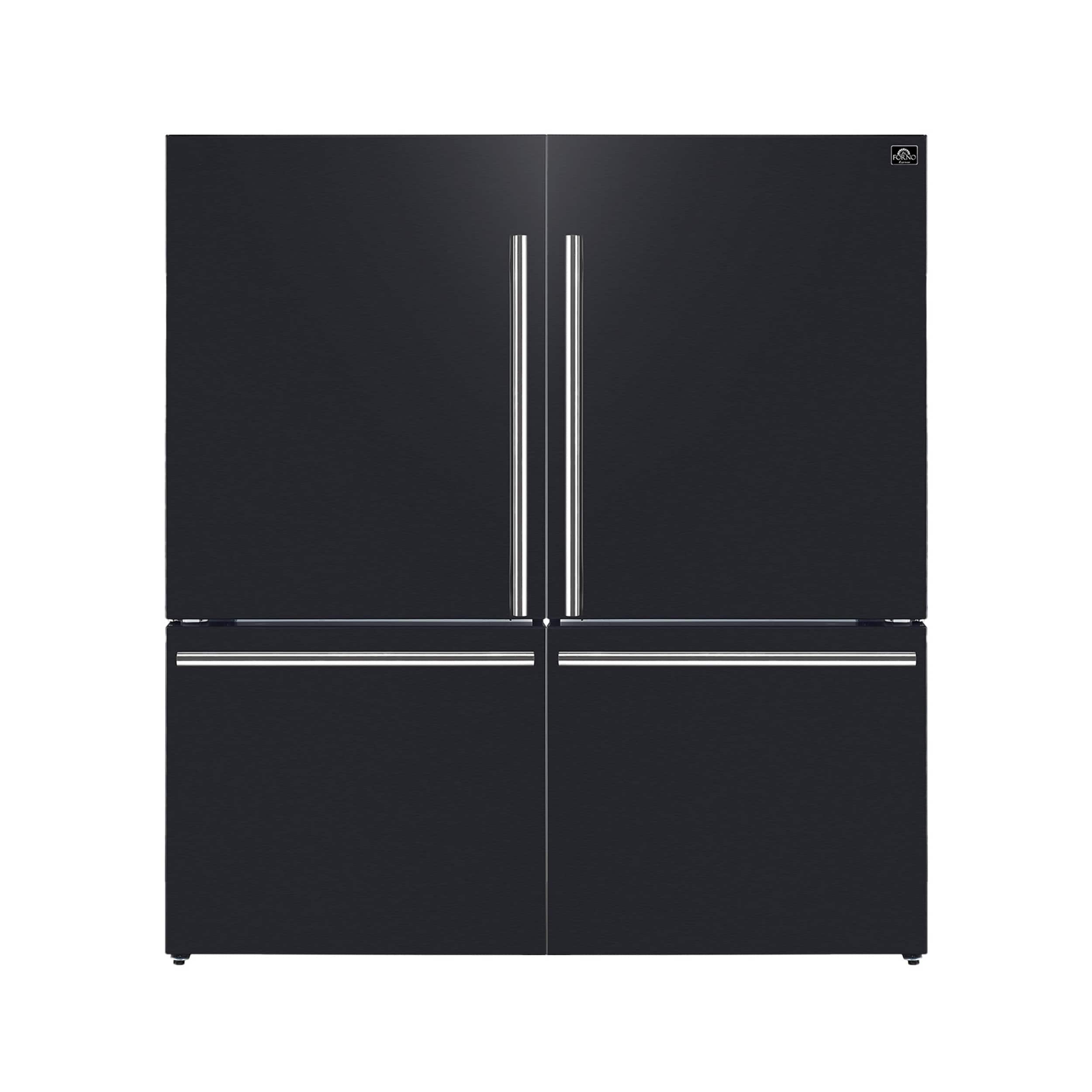 Front. Forno Appliances - 60 in. Wide Milano 34.4 Cu. Ft.Freestanding Dual Bottom Freezer Refrigerator - Black.