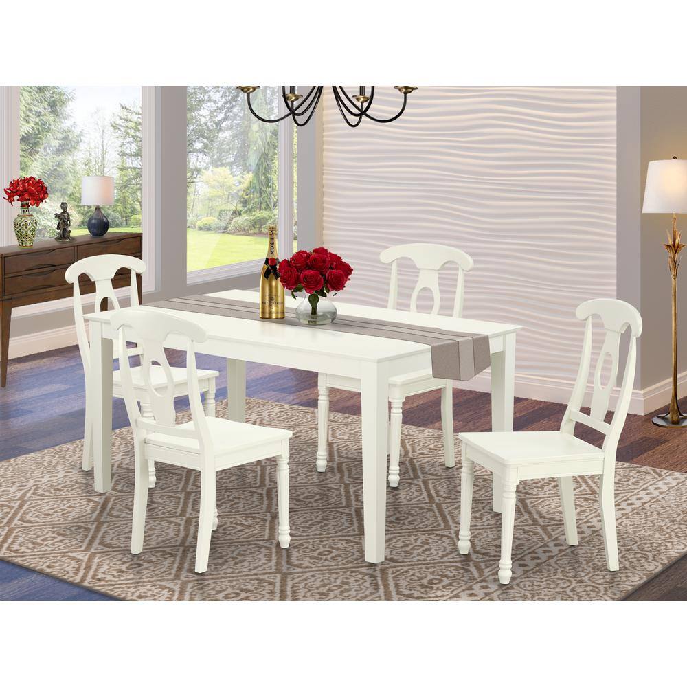 Left. East West Furniture - Dining Room Set Linen White - Brown.