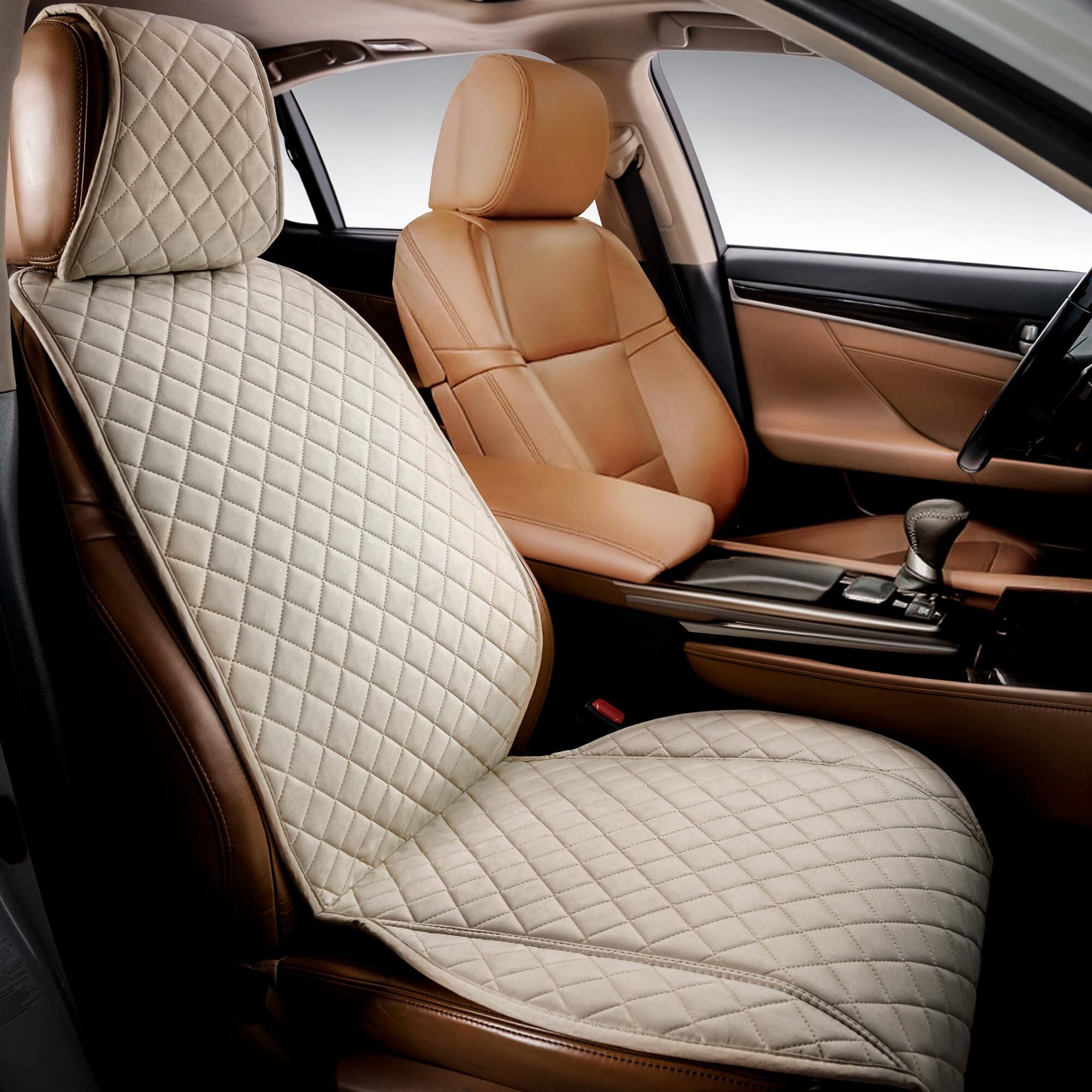 Front. COTTAGE - Faux Suede Car Seat Cover For Cars Soft Non slip Front Protector Covers Automotive Suvs - GREY Truck.