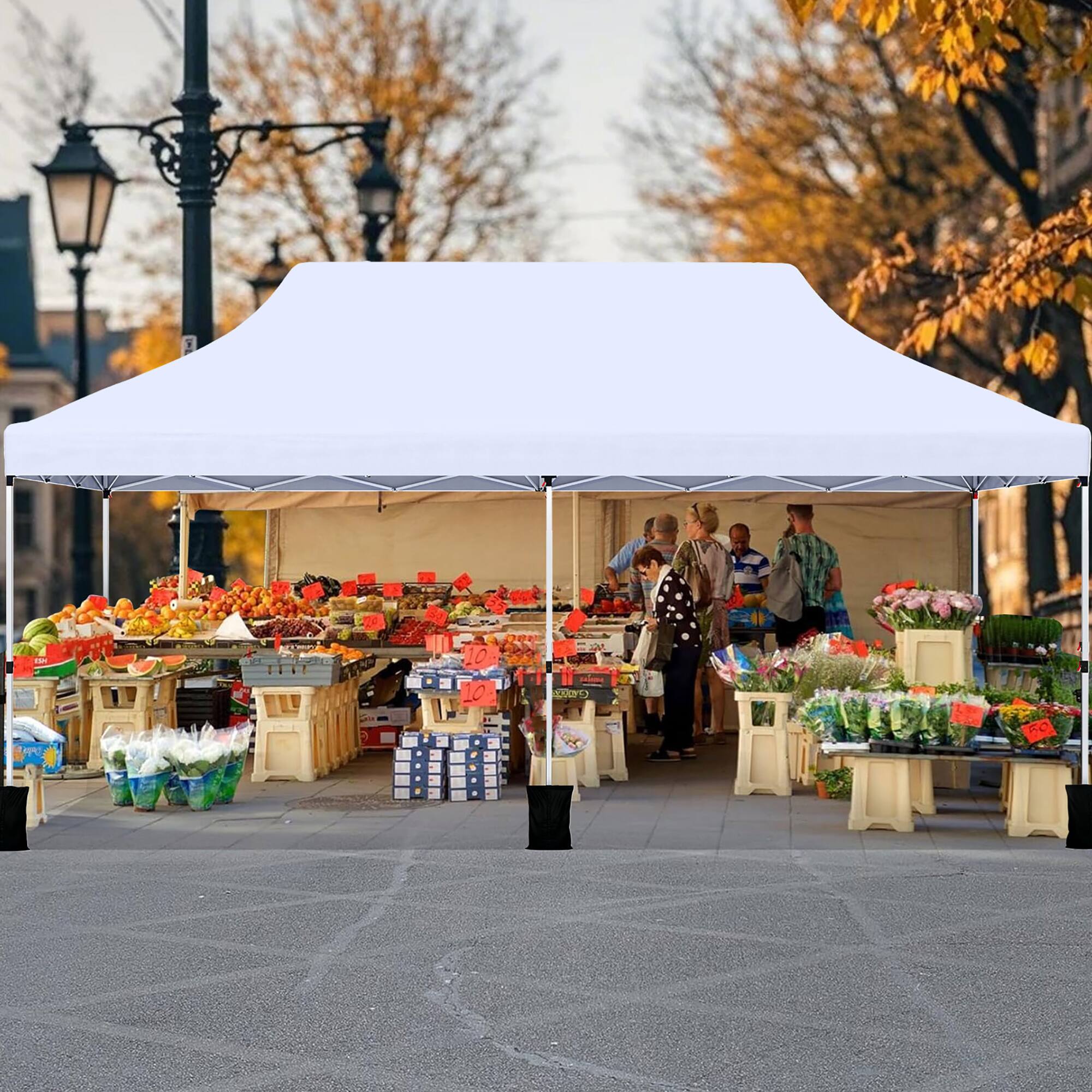 Alt View 4. Gymax - Gymax 10 x 20FT Pop-up Canopy Tent Folding Instant Sun Shelter w/ 3 Adjustable Heights White - White.