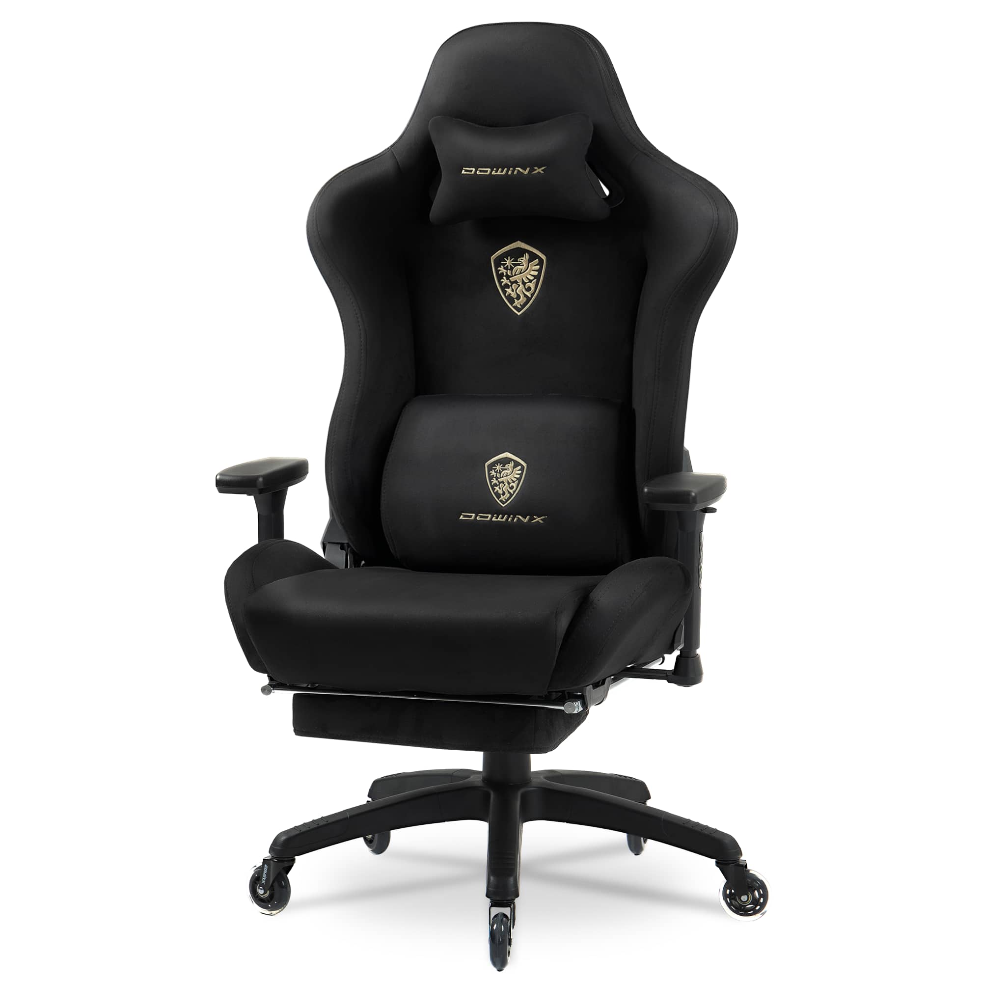 Dowinx - Gaming Chair,Breathable Suede Fabric Game Chair with 3D Armrest and PU Wheels,Big and Tall Gaming Chair - Black