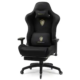 Dowinx - Gaming Chair,Breathable Suede Fabric Game Chair with 3D Armrest and PU Wheels,Big and Tall Gaming Chair - Black