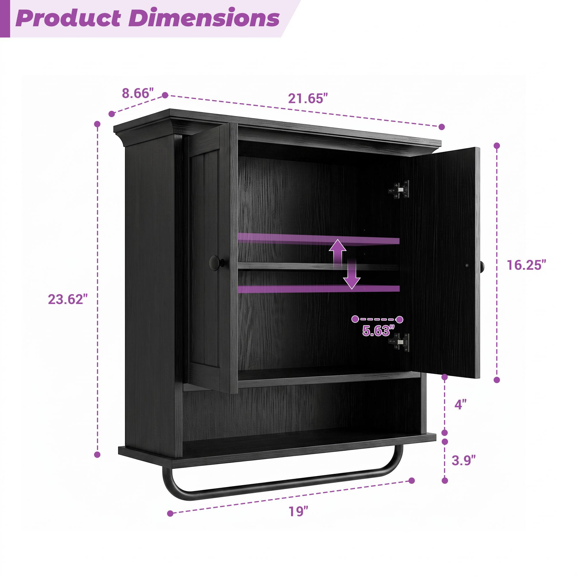 Product Dimensions: 8.66" x 21.65" x 16.25" - 5.63" x 4" x 3.9" x 19"