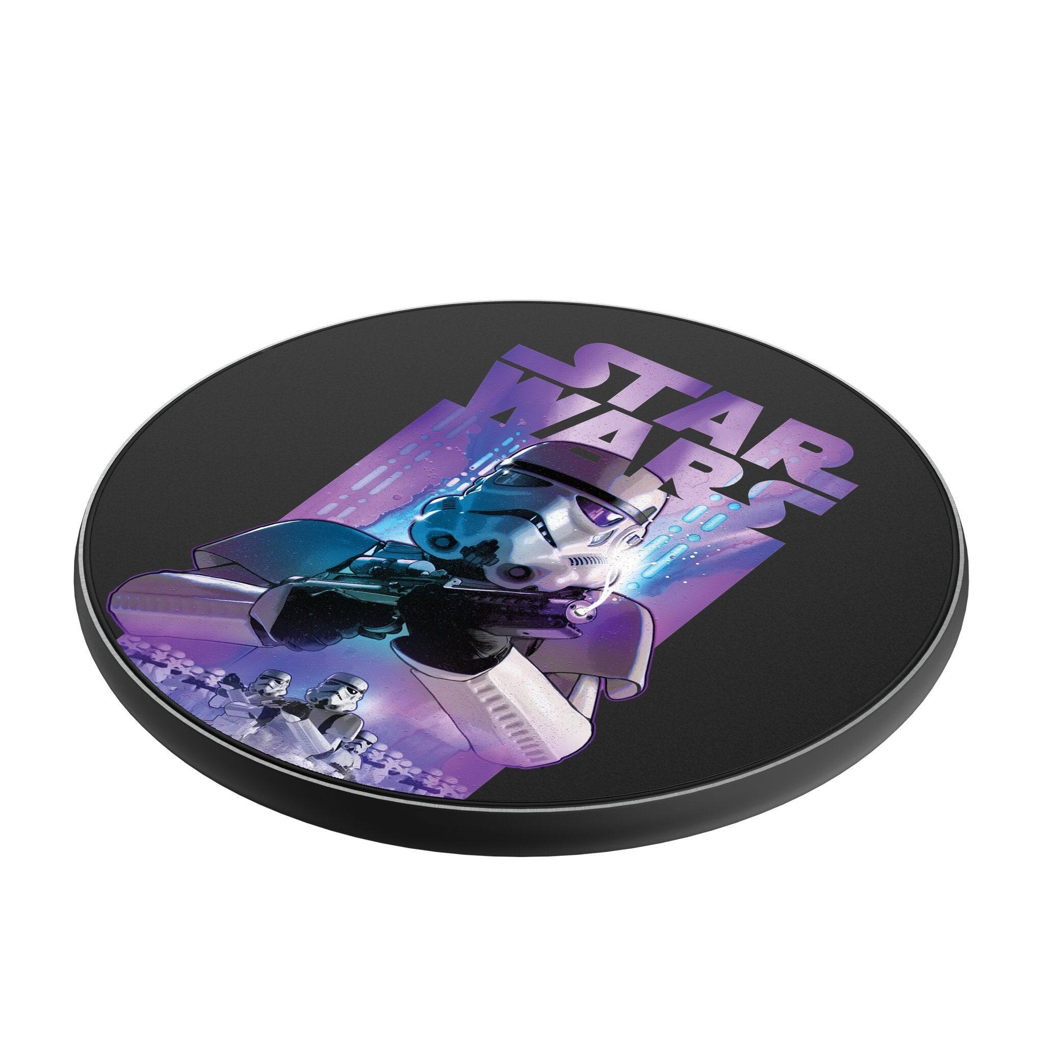 Angle. Keyscaper - Star Wars: A New Hope Portrait Collage 15-Watt Wireless Charger - Stormtrooper.