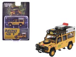 Land Rover Defender 110 Team Turkey "Camel Trophy Amazon" (1989) Limited Edition 1/64 Diecast Model Car by Mini GT - Yellow