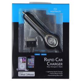 Naztech - Rapid Car Charger for Apple iPod/iPhone 4 - Black - Black