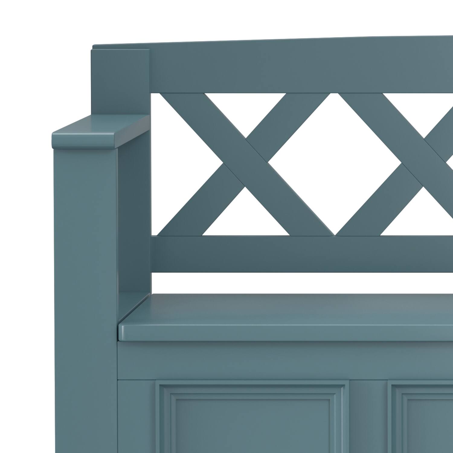 Alt View 6. Simpli Home - Amherst 48 inch Wide Solid Wood Transitional Entryway Storage Bench in French Blue - French Blue.