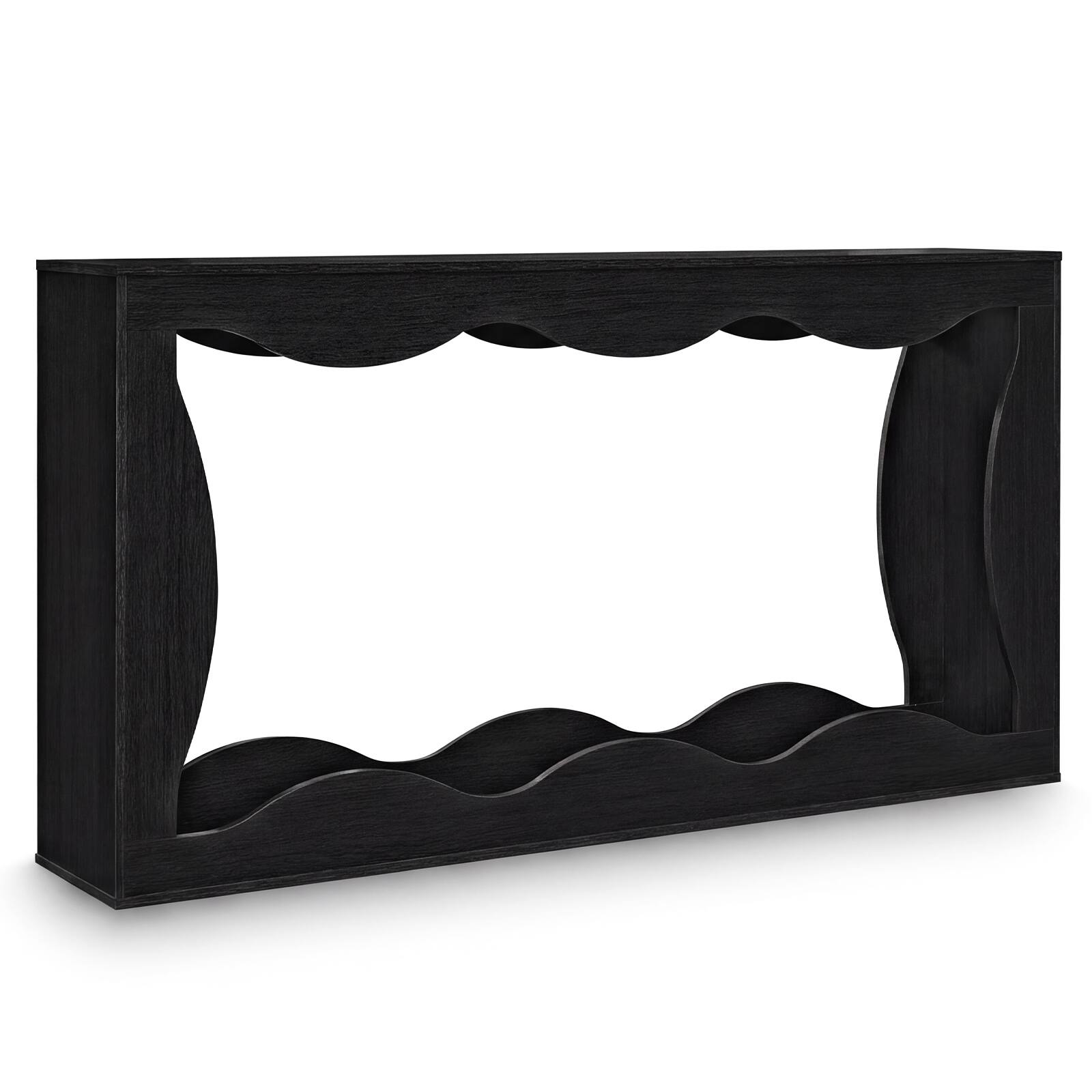 Alt View 9. Costway - Costway 63" Console Table, 2-Tier Narrow Entryway Table with Wavy Edge Storage Shelf - Black.
