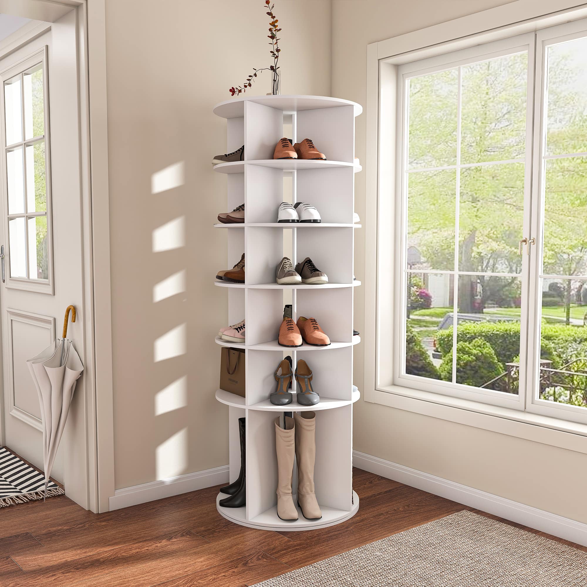 Z Edge 6 Tier Rotating Shoe Rack Tower, Spinning Shoe Display Lazy