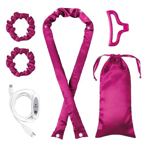 Front. Vulpecula Spade - Conair 2-in-1 Heat & Heatless Hair Curler - Heat/Heatless Curling Set Includes Satin Curling Ribbon, Claw Clip, 2.