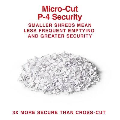 Micro-Cut P-4 Security

Smaller shreds mean less frequent emptying and greater security

3X more secure than cross-cut