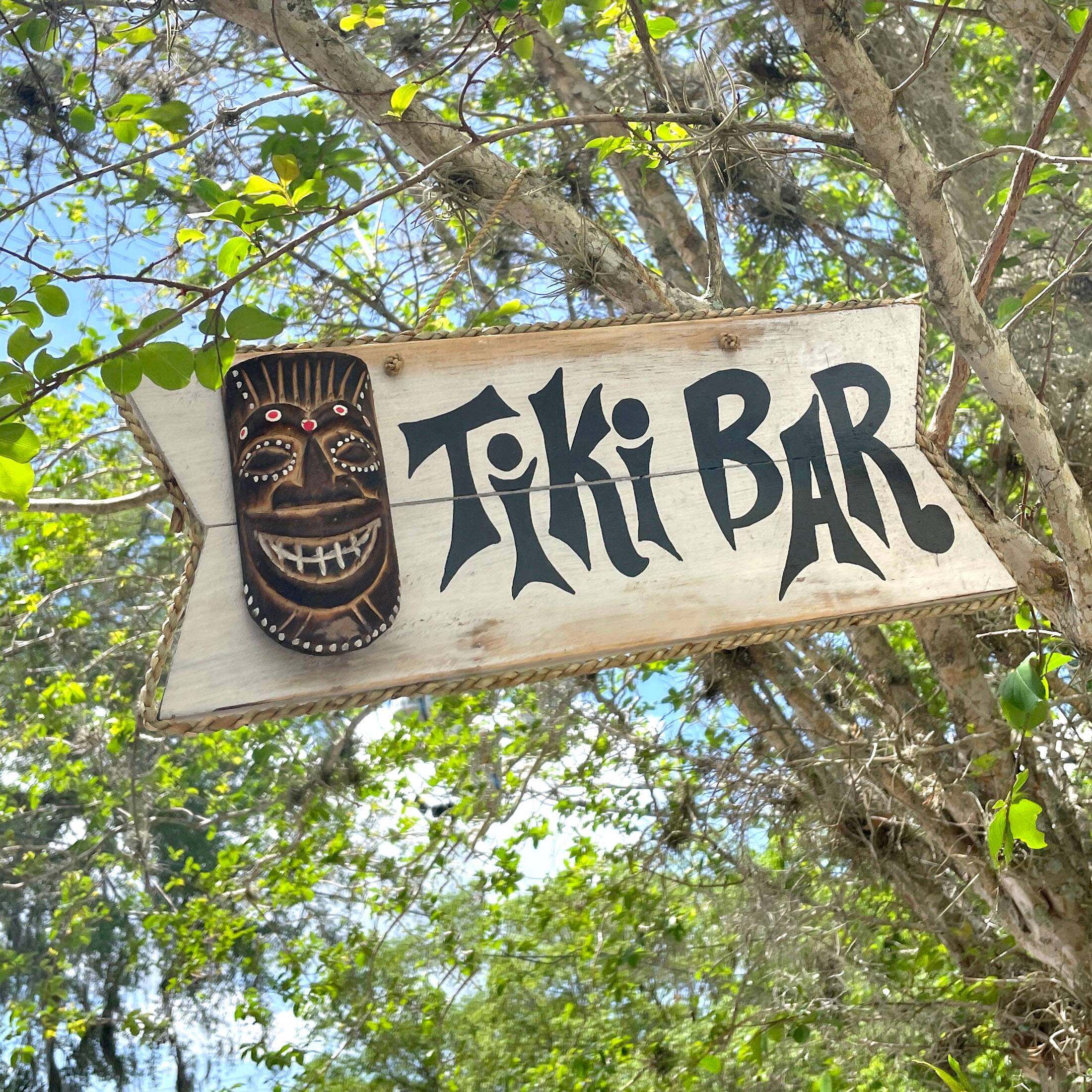 Things2Die4 Hand Painted Rustic Tiki Bar Sign Carved Mask Rope Hanging ...