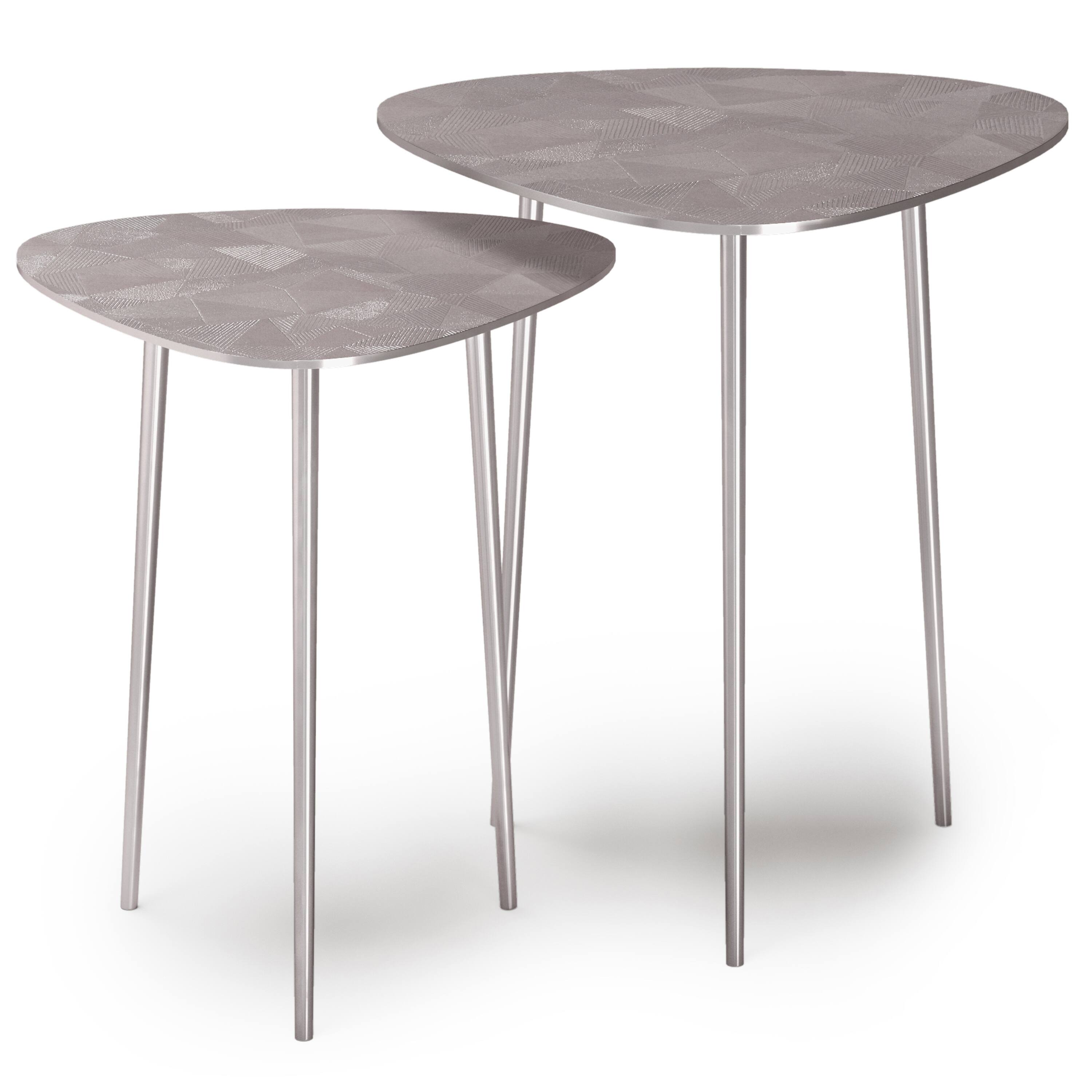 Angle. Simpli Home - Shelton 2 Piece Metal Nesting Table - Nickel.