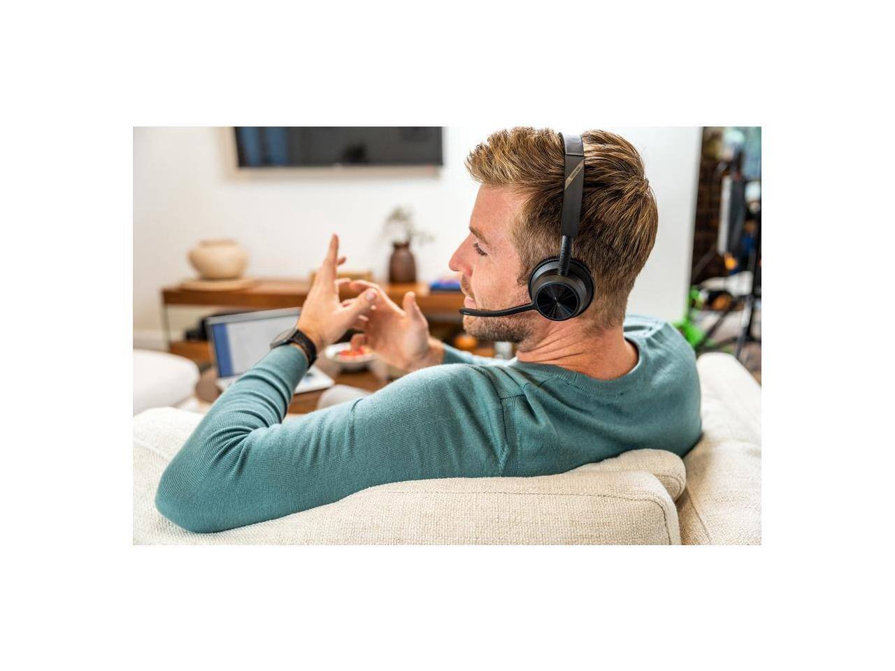 Alt View 7. HP - HP Poly Voyager 4310 USB-A Headset with Siri & Google Assistant, Mono, Wired/Wireless Bluetooth, 298.6 ft, Model 76U48AA - Black.