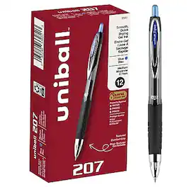 uni-ball - 207 Retractable Gel Pens, Medium Point, 0.7mm, Blue Ink, Dozen - Black