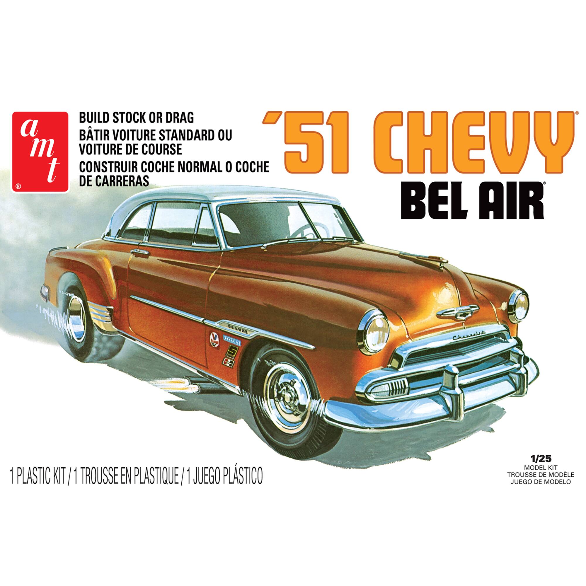 BUILD STOCK OR DRAG a BATTURE STANDARD OU m t VOITURE CONSTRUIR DE COCHE COURSE NORMAL 0 COCHE 51 CHEVY BEL AIR 1/25 MODEL KIT TROUSSE DE MODELE JUEGO DE MODELO