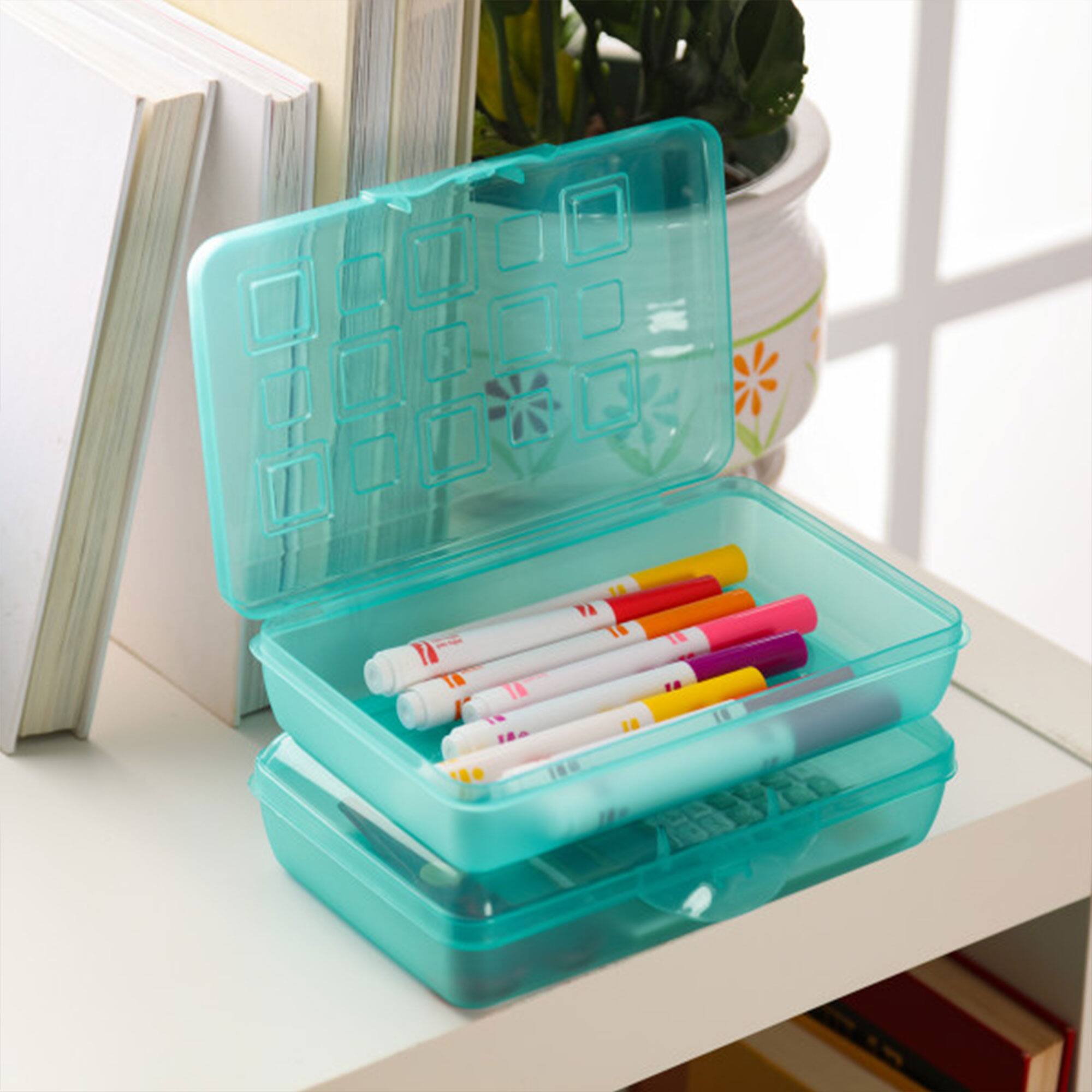 Alt View 2. Sterilite - Sterilite Translucent Pencil Case School Supply Storage Box, Blue Tint (24 Pack).