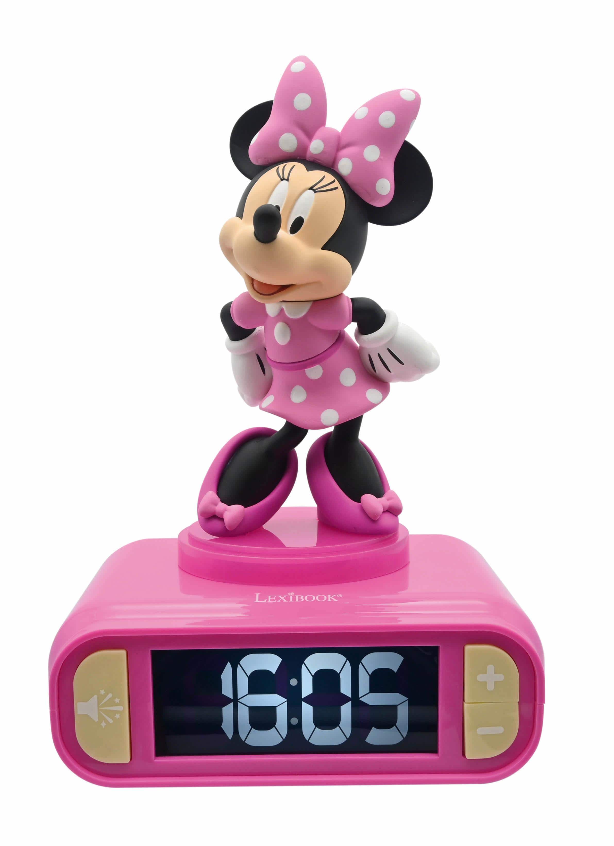 Lexibook - Disney Minnie Digital Alarm Clock with 3D Night Light & Sound Effects - ROSE