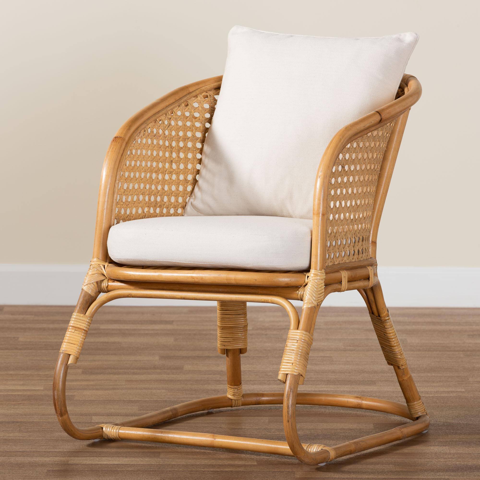 Alt View 5. bali & pari - Niko Bohemian Rattan Arm Chair - Light Honey/White.