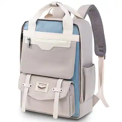 Front. Wikistore - WIKISTORE Vintage Backpack for Women Large Laptop Backpack Fashion Travel Bag with Multi Pocket Organization - Grey.