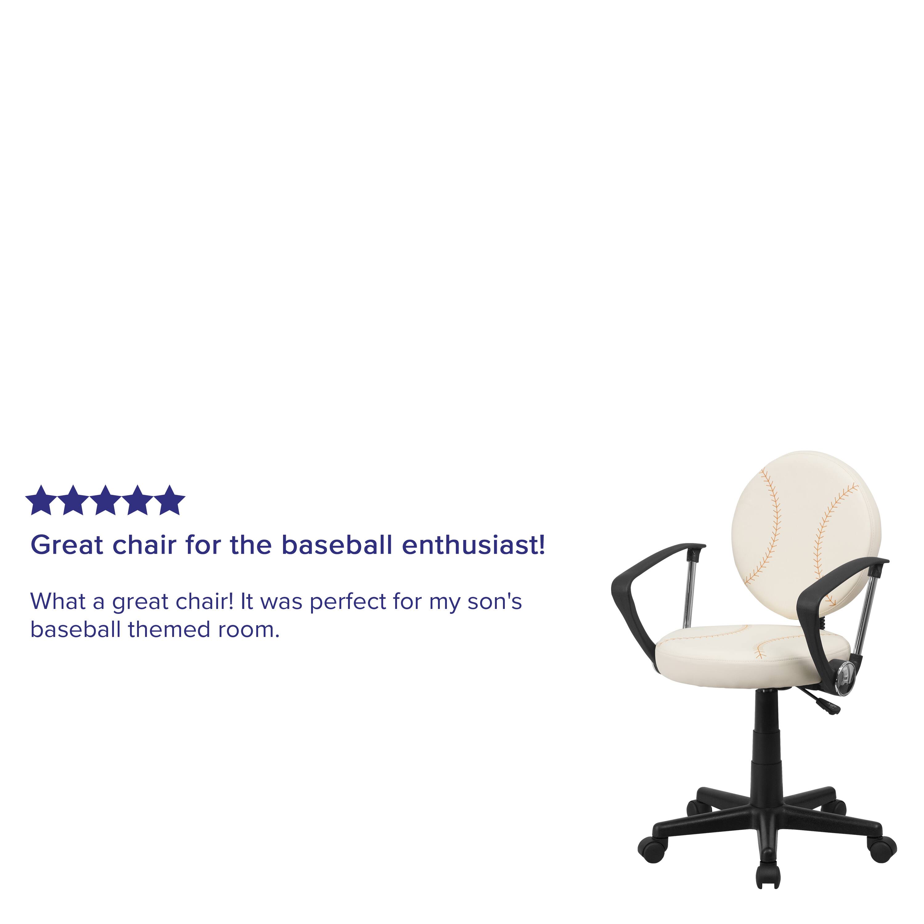 Great chair for the baseball enthusiast!  
What a great chair! It was perfect for my son's baseball themed room.