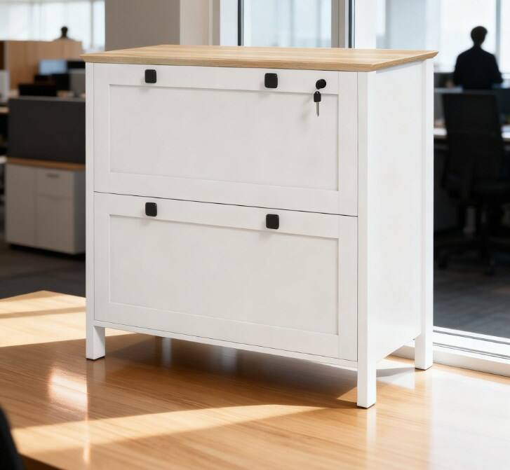Alt View 4. TinyHomie - Lateral File Cabinet Filing Cabinet with Adjustable Hanging Bar For Home and Office.