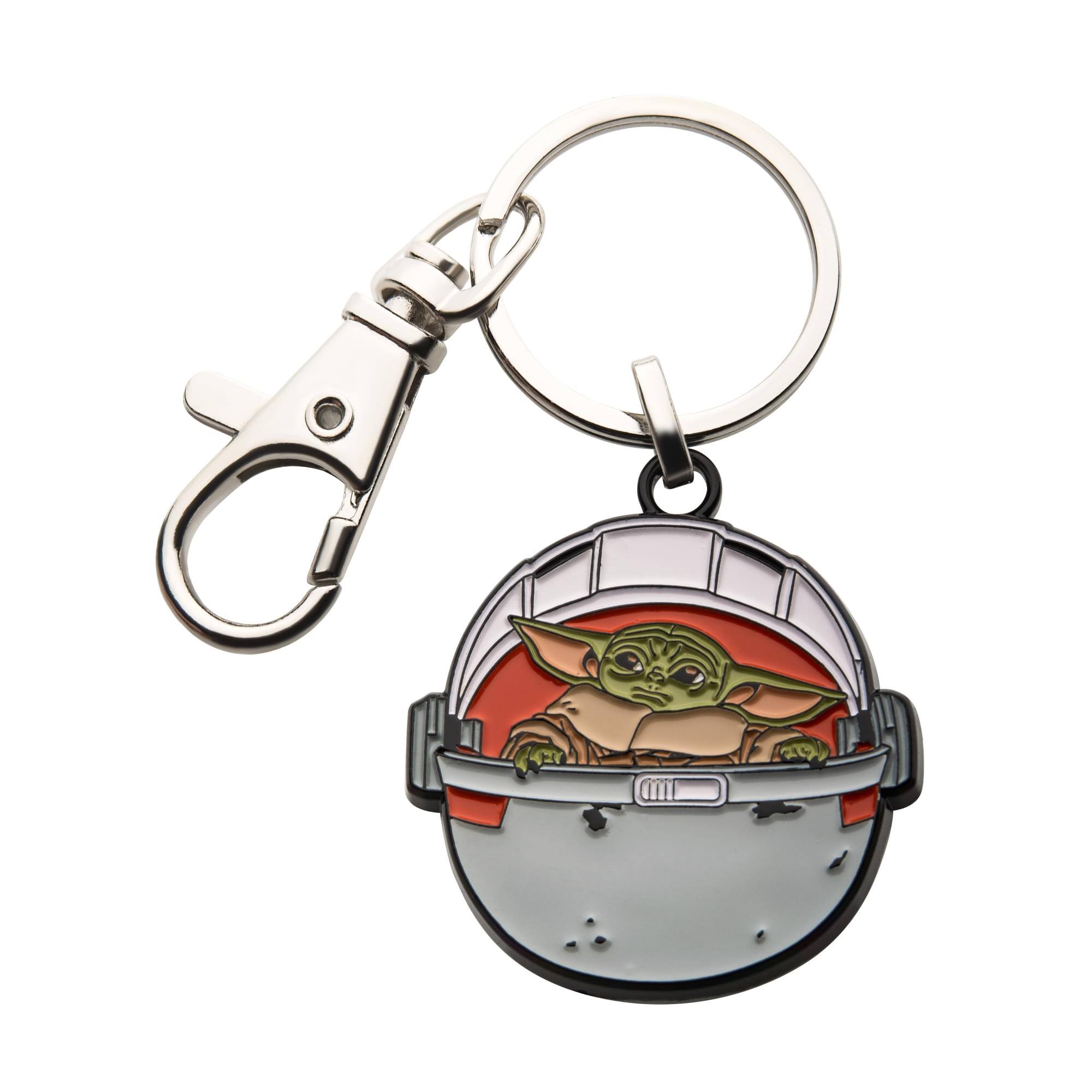 Front. Star Wars - Star Wars The Mandalorian The Child In Carriage Enamel Keychain - Green.