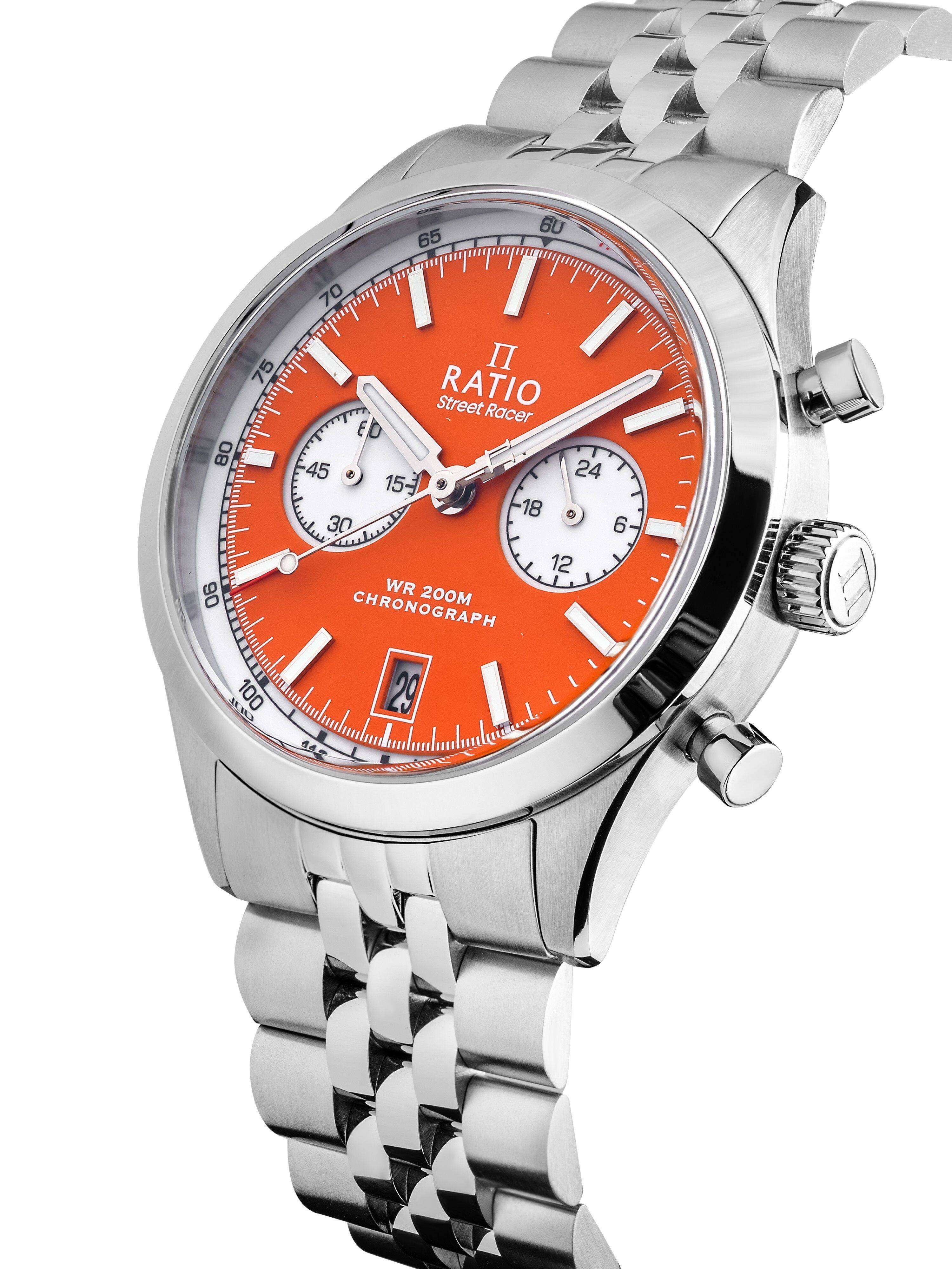 65 60 70 75 80 90 00 1 100  
RATIO Street Racer  
45 24 15- 18 e 30 6 12  
WR 200M CHRONOGRAPH  
29 I 642 E