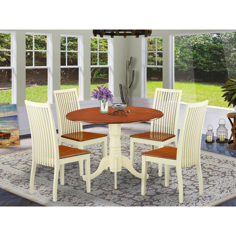 Back. East West Furniture - Dining Room Set Buttermilk & Cherry - Brown.