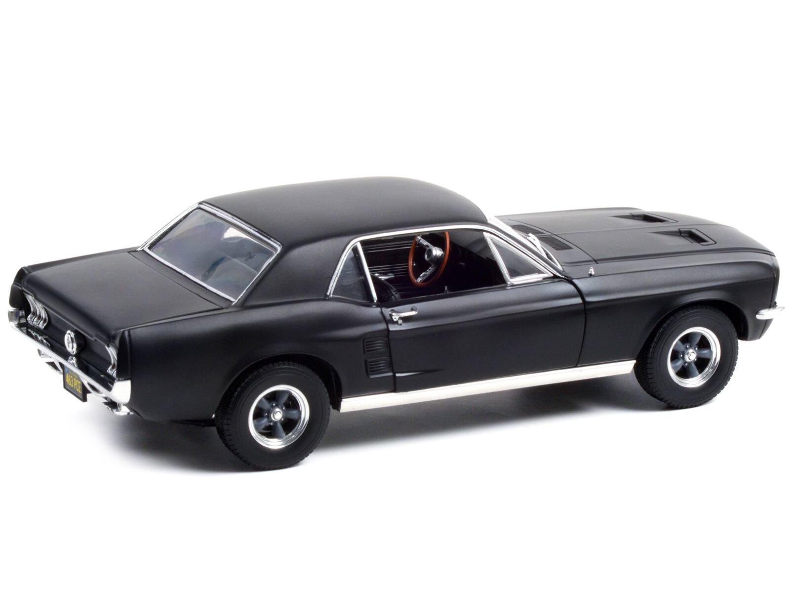 Alt View 1. Greenlight - 1967 Ford Mustang Coupe Matt Black (Adonis Creed's) "Creed" (2015) Movie 1/18 Diecast Model Car by Greenlight.