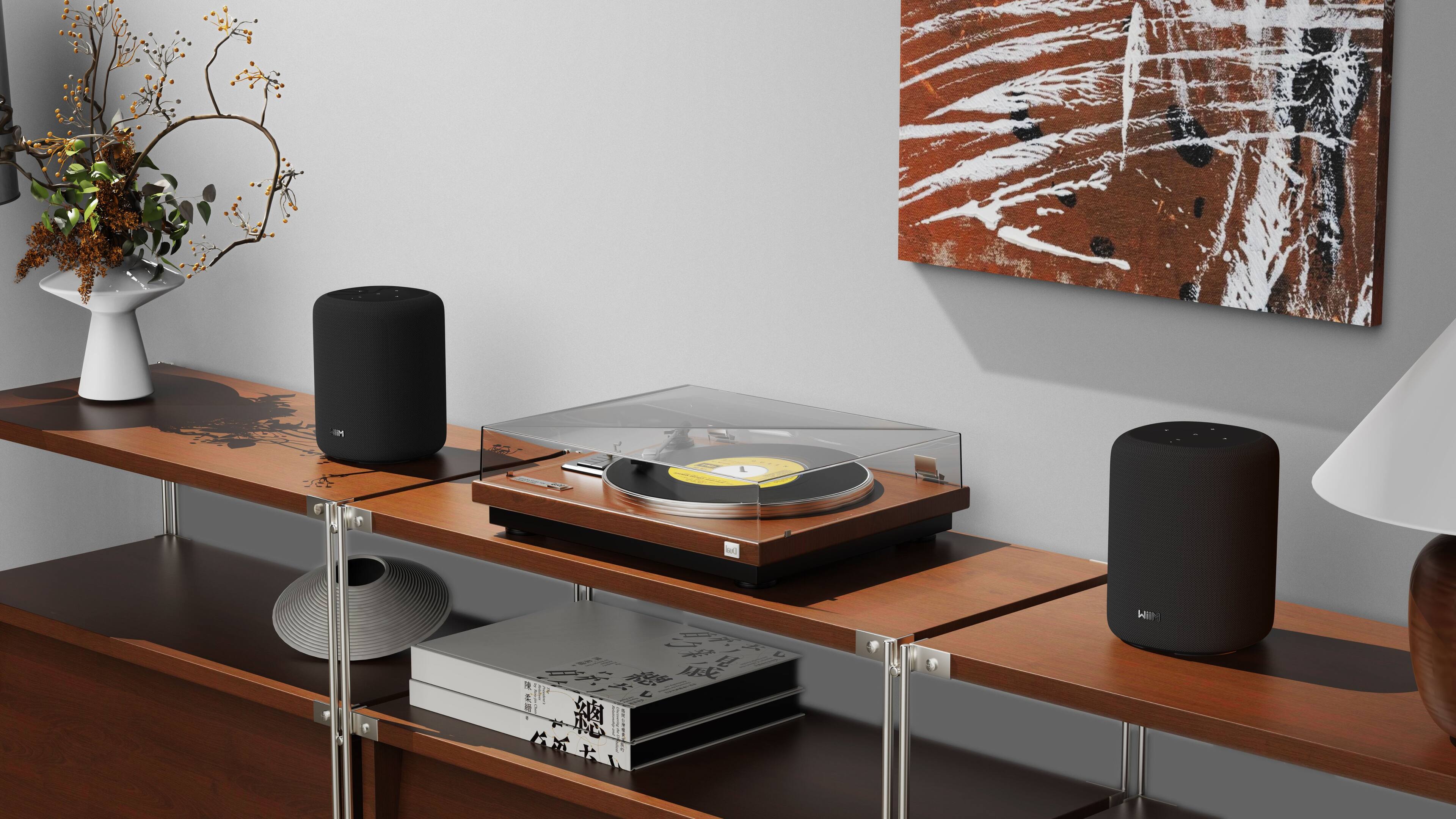 Alt View 1. WiiM - Sound Lite Smart Speaker w/ Hi‑Res 24‑bit/192 kHz, AI RoomFit, 100W Peak, Wi‑Fi - Black.