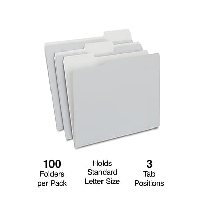100 Folders per Pack  
Holds 3 Standard Tab Letter Size Positions
